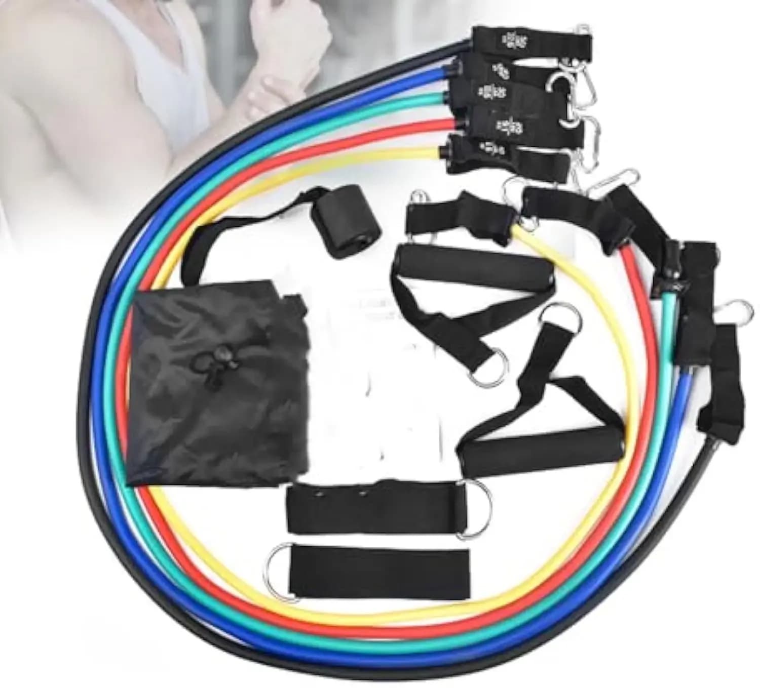 Custom Printed Logo Exercise Training Fitness Latex Exercise Resistance Band Bar Set