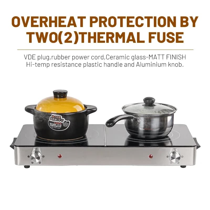 Kitchen Hot Selling 3000w Two Stove Ceramic Cooking 2 Burner Electric Hot Plate