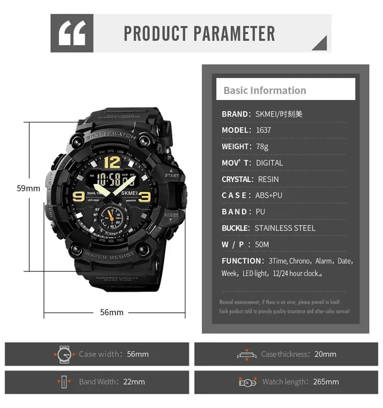 Super Factory Relojes Hombre Barato Skmei 1637 Analog Digital Watches Stock Ready To Ship Best Gifts For Your Men