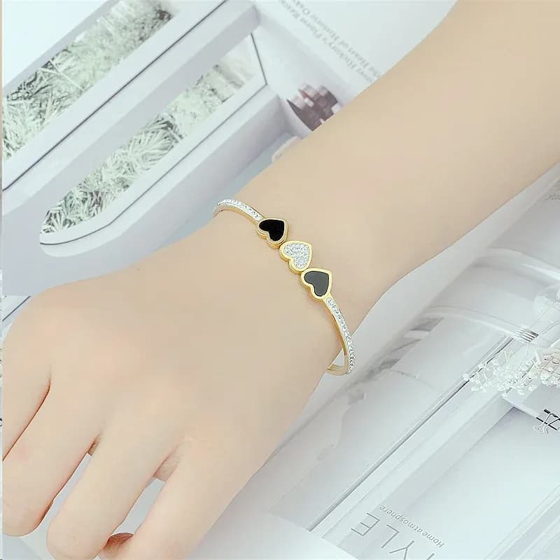 18k Gold-plated High-grade Titanium Steel Micro-inset Zircon Fashion Bracelet For Couples Wedding Or Birthday Gift Jewelry