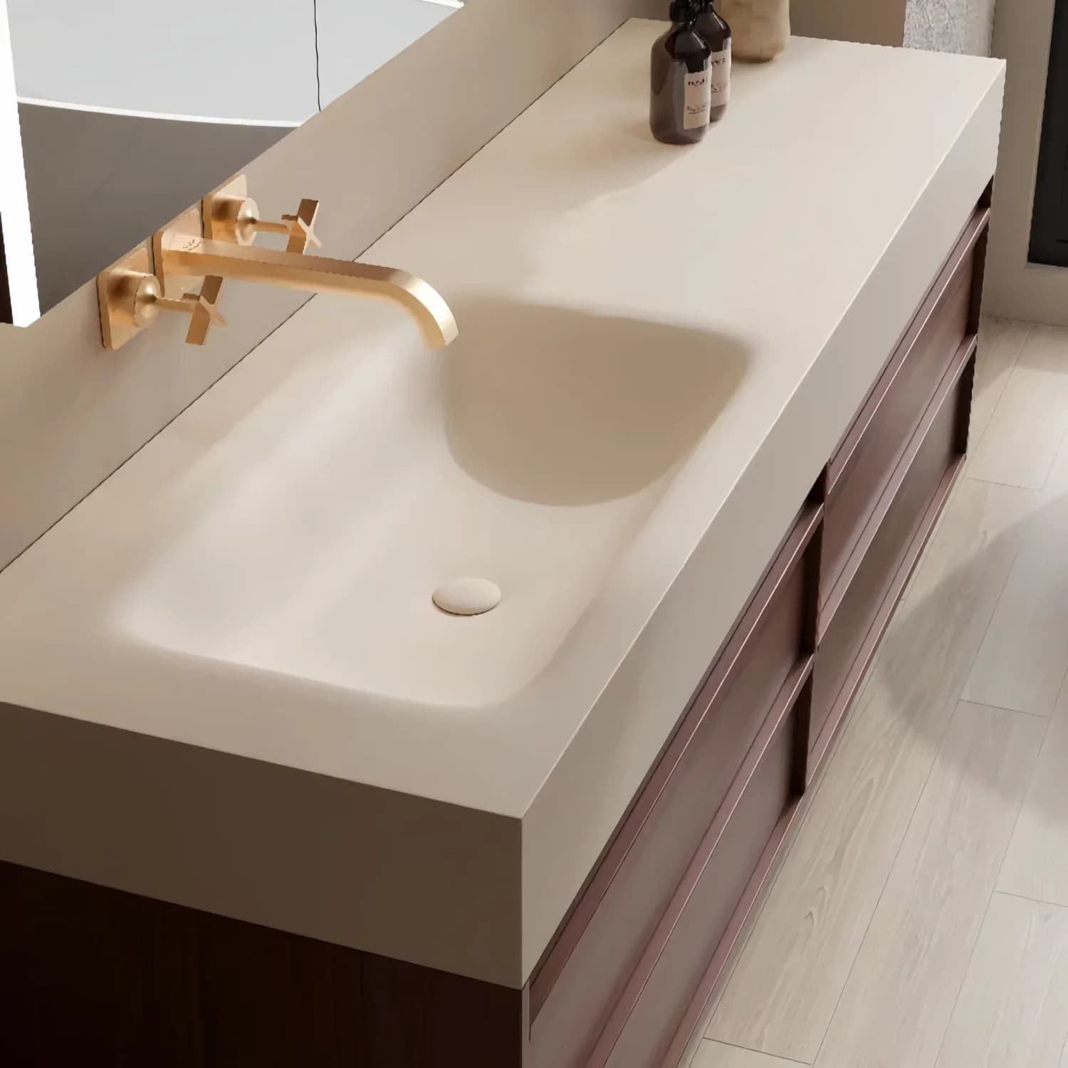 Manufacturer Customized 80cm 100cm 120cm 160cm Floating Integrated Basin Bathroom Vanity Cabinet Oak Bathroom Vanity