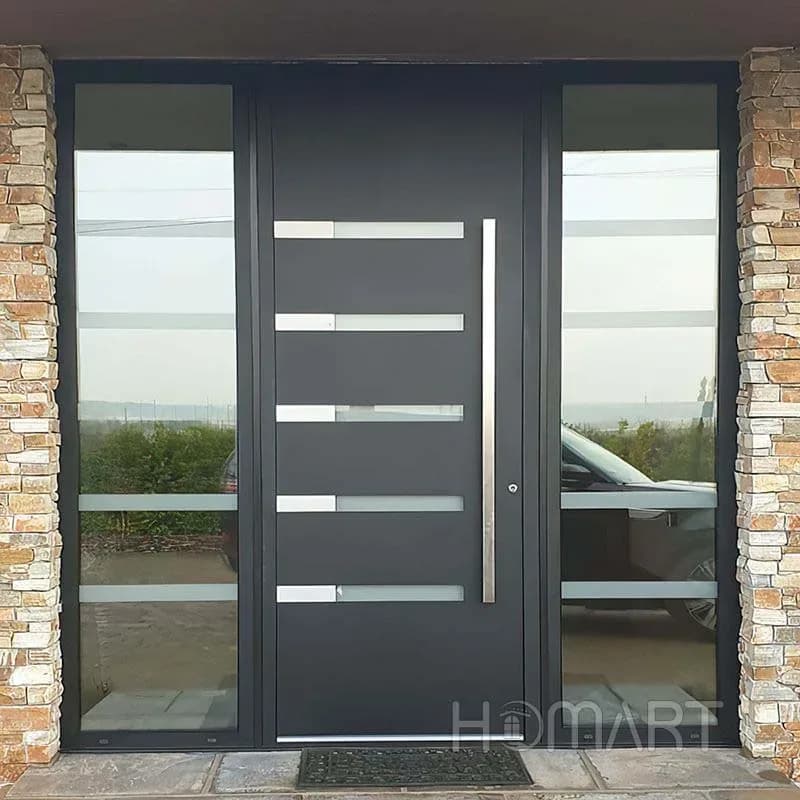 Durable Exterior Aluminum Thermal Insulation Security Entrance Doors With Soundproofing