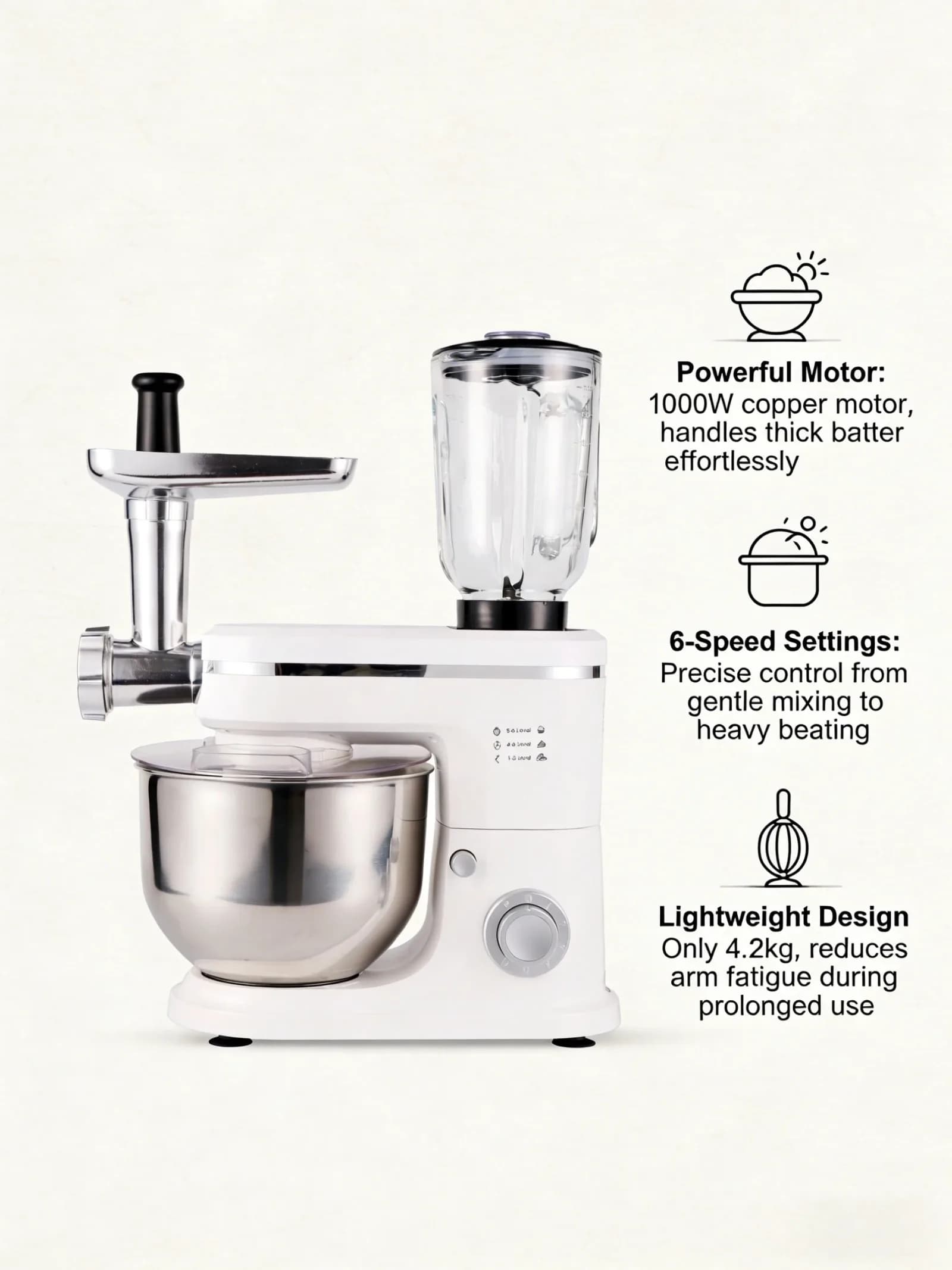 Multi-purpose Mixing Bowl Aid Kneading Machine Milk Shake Mixer Kitchen Dough Robot Petrin Electric Mixer