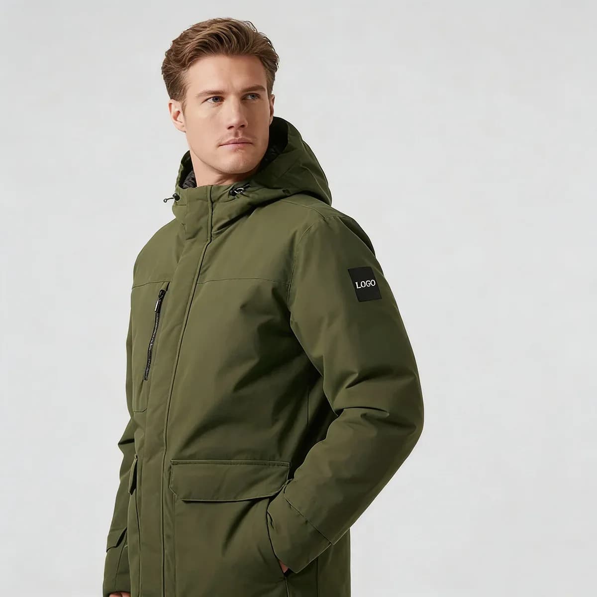 Custom Print Logo 3 In 1 Cotton Down Lined Parka Jacket Hooded High Quality Men Big Pocket Detachable Inner Core Windproof Coat