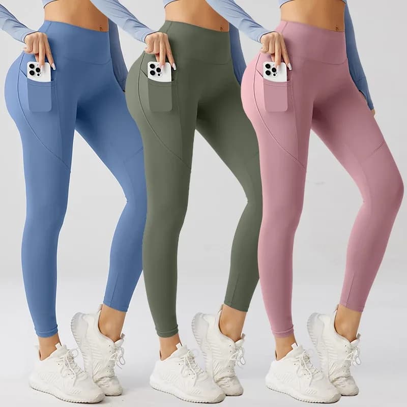Women's Yoga Leggings 28 Inches High-waist Tummy Control Quick Dry Features Custom Logo Workout Pants Pockets