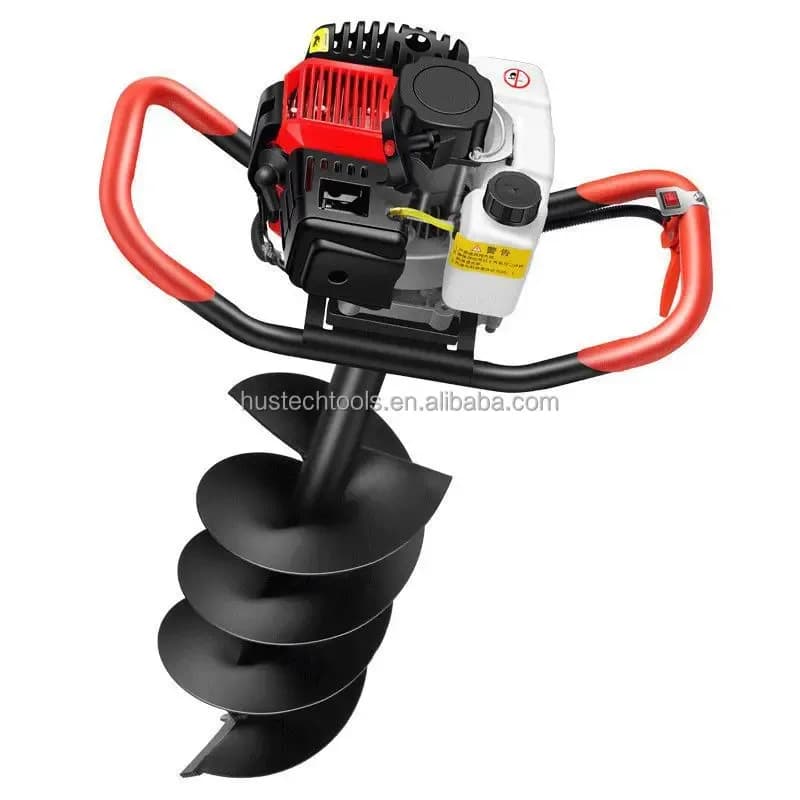 Hustech Industrial Grade 63cc Hydraulic Earth Auger Drilling Diy Metal Hole Digger 4/2-stroke Engine 12v Battery Motor Drive