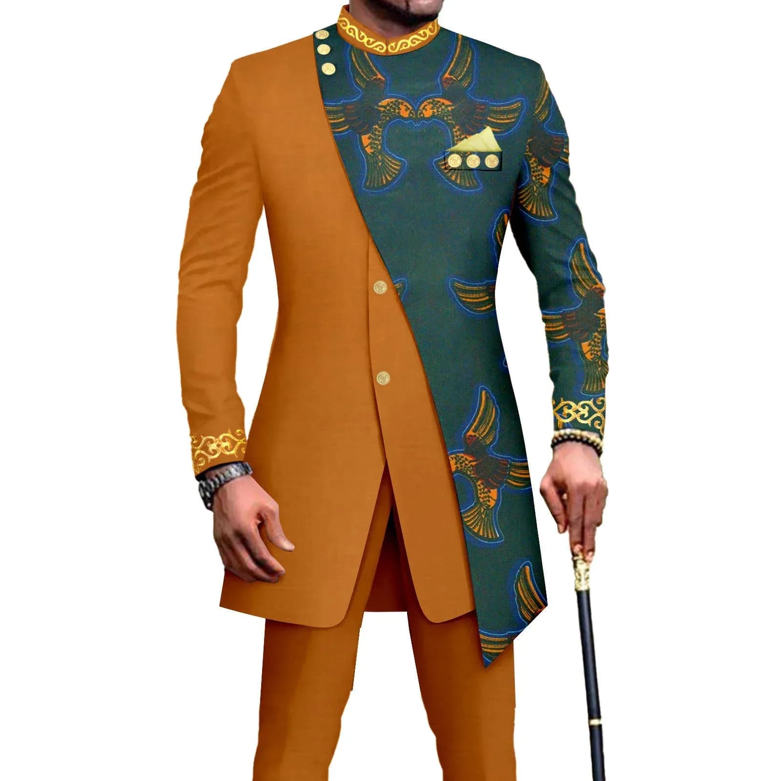 High Quality Two Piece Set For Men's African Suit Clothes Long Wedding Suits For Men Groom Wear 2025 Party Wear Dresses For Men