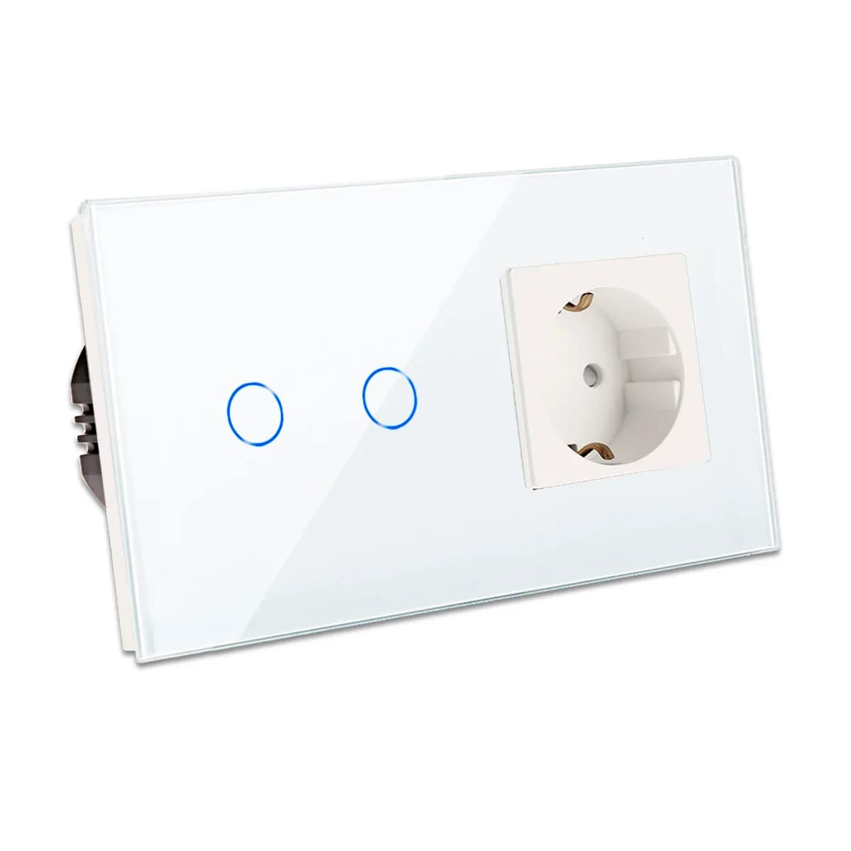 Bingoelec Eu Standard Smart Home 2 Gang Crystal Glass Panel Tuya Wifi Touch Light Sockets And Switches Electrical