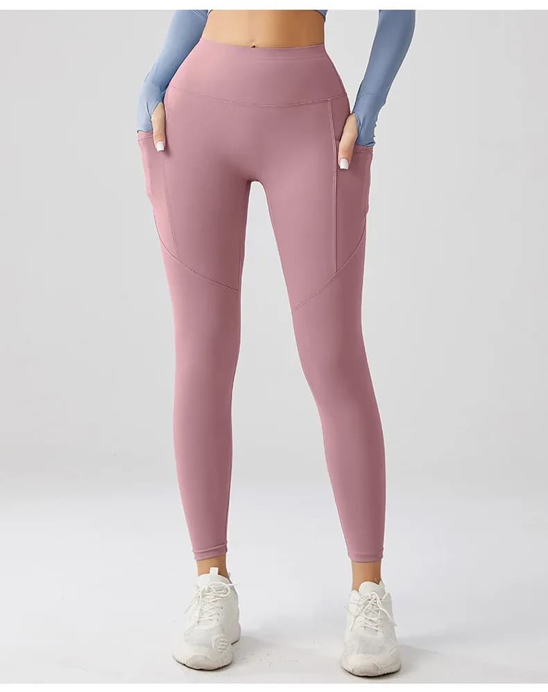 Women's Yoga Leggings 28 Inches High-waist Tummy Control Quick Dry Features Custom Logo Workout Pants Pockets