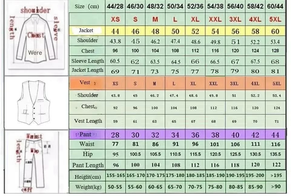 Custom Plus Size Men's Slim Fit Three Piece Suit Business Casual Formal Wedding Banquet Dress Suit