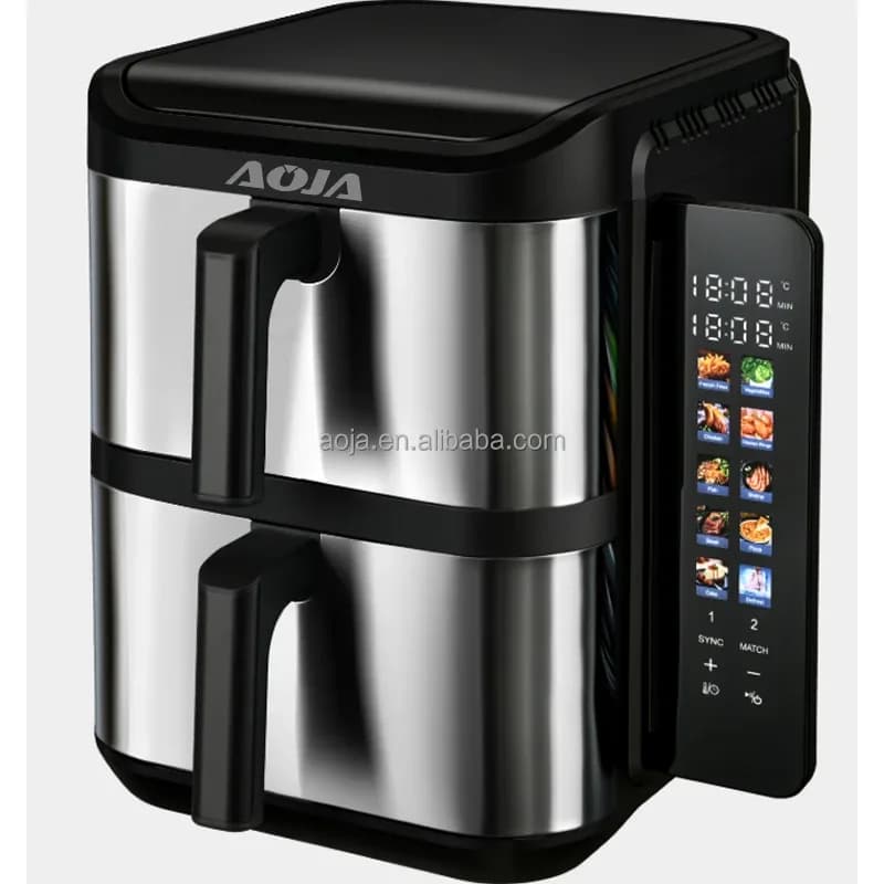 11l Large Double Stack Drawer 5.5+5.5l Double Pot Stainless Steel Cavity Digital Touch Screen Air Fryer Oil Free Fryer For Home