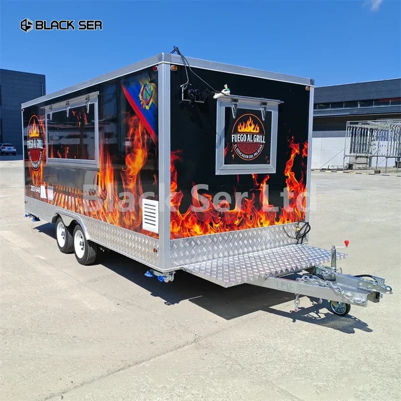 Customized Bbq 16ft 14ft Mobile Fast Food Trailer With Full Kitchen Ice Cream Made In China