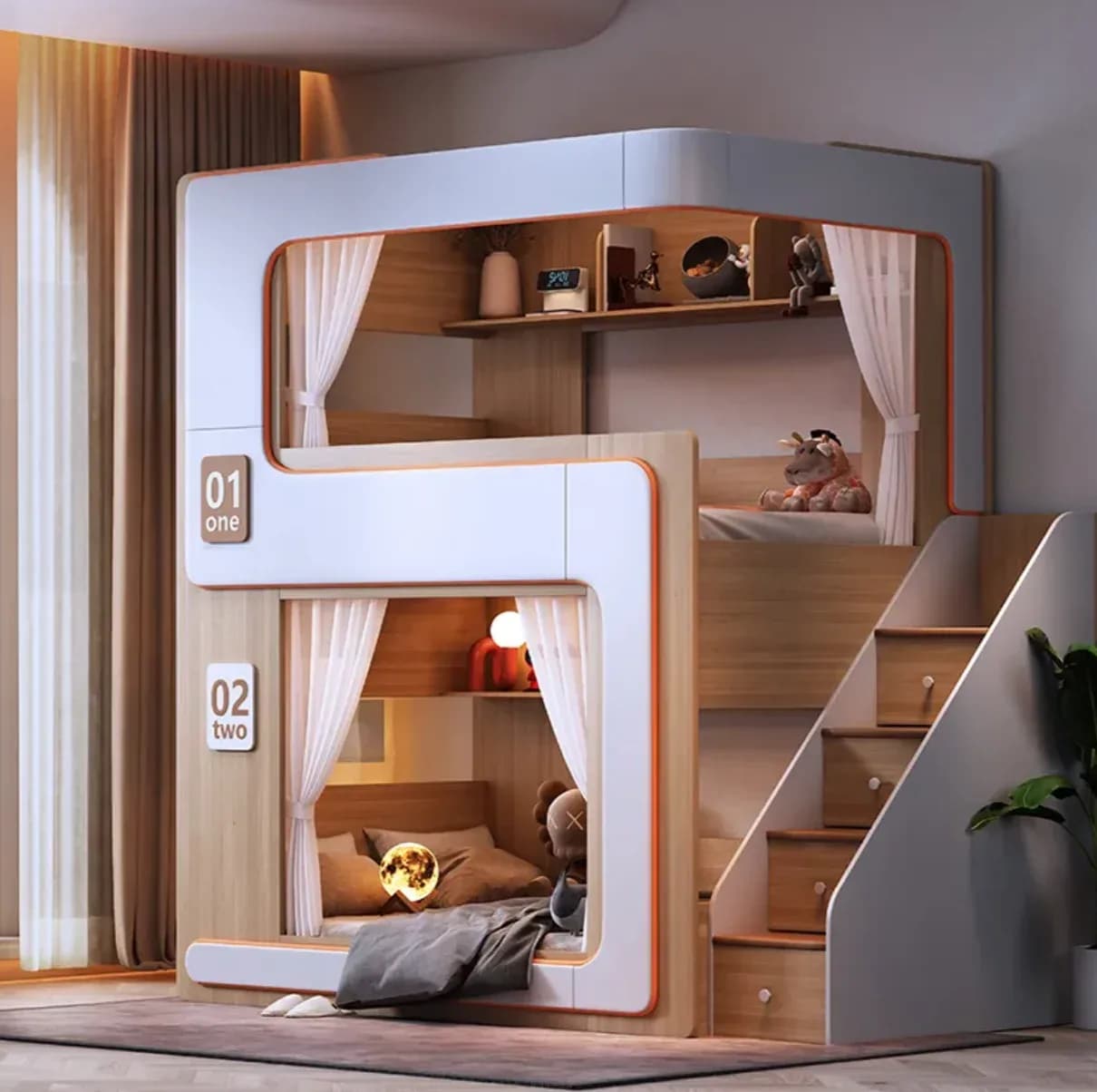 High Quality Indoor Bedroom Furniture Kids Beds Set Girls Princess Bunk Beds Wood Double Bunk Bed For Children With Slide