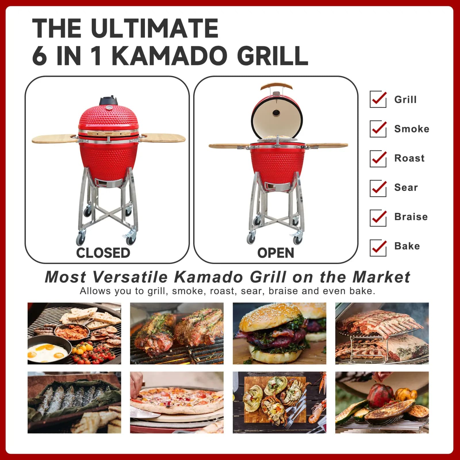 Auplex Premium Wholesale Ceramic Kamado 21" Gold Heavy Duty Charcoal Grill Electronic Ignition For Outdoor Kitchen Bbq Trolley