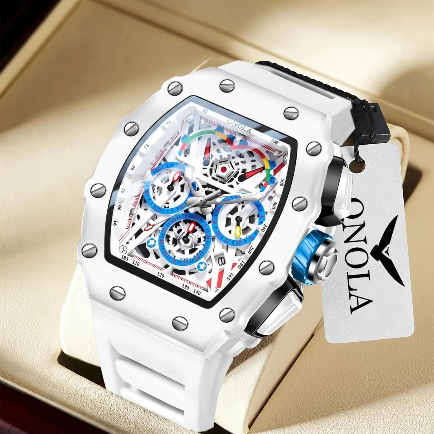 Fashion Wine Bucket Men's Chronograph Watch Unique Multi Functional Quartz Waterproof Silicone Tape Wholesale Watches 6827w