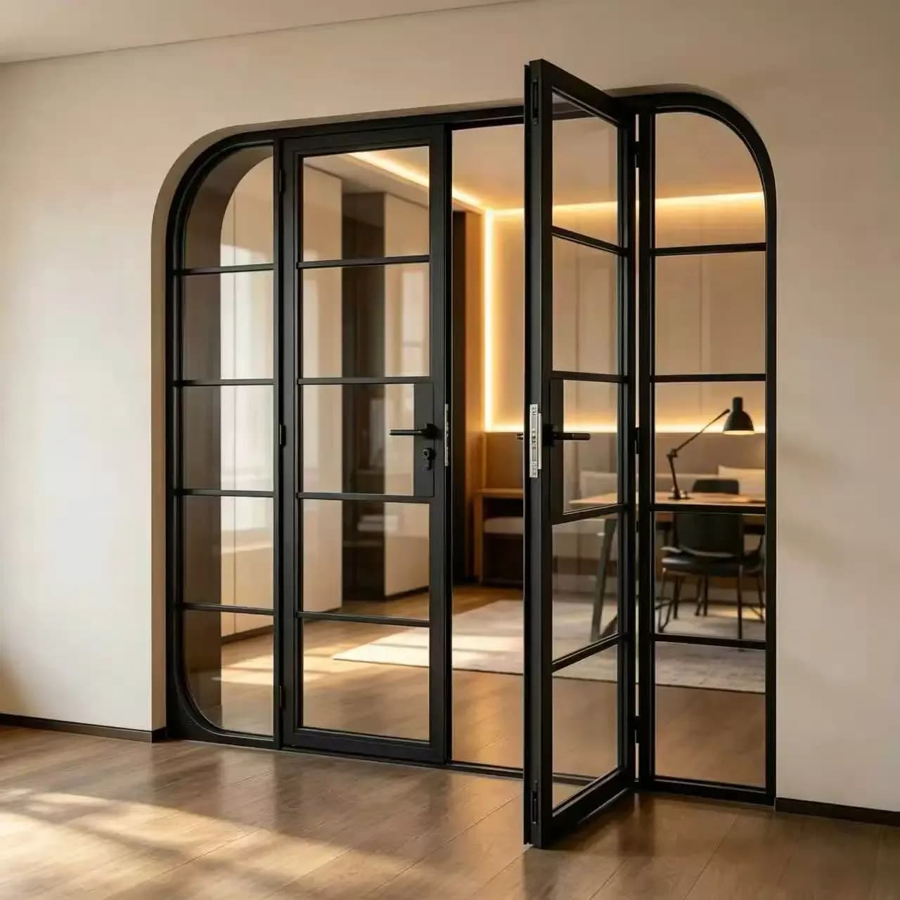 Premium Customized Black Iron Glass Door Interior Door With The Latest Design