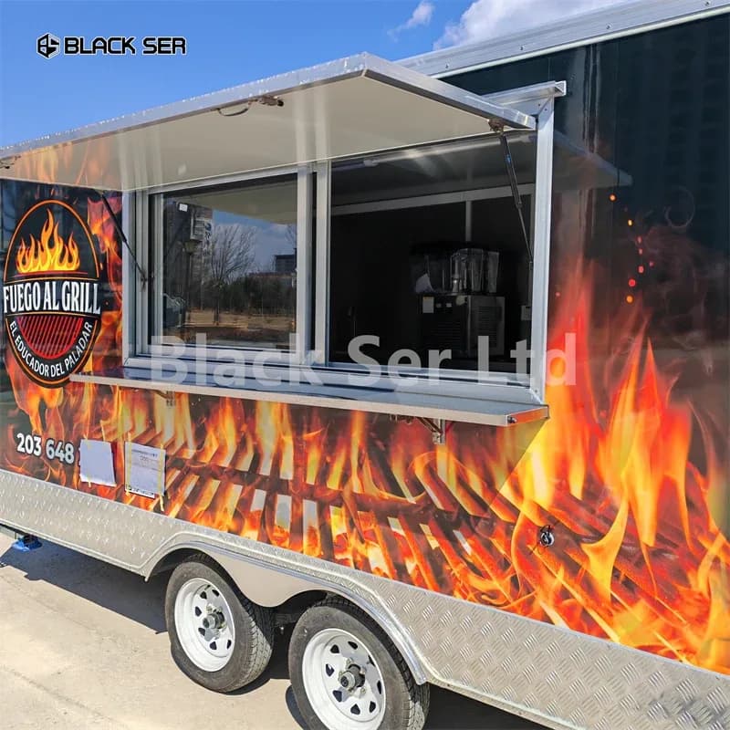 Customized Bbq 16ft 14ft Mobile Fast Food Trailer With Full Kitchen Ice Cream Made In China