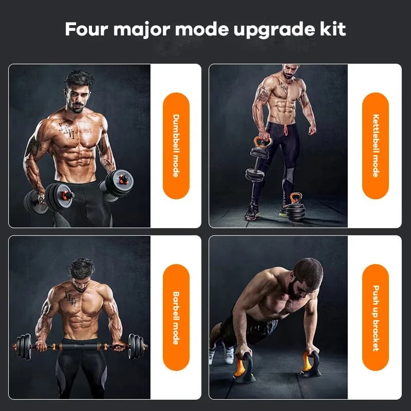 6-in-1 Multifunction Home Gym Set Custom Logo Cast Iron And Rubber Dumbbell Barbell Rack Adjustable 10kg To 40kg Dumbbell Set