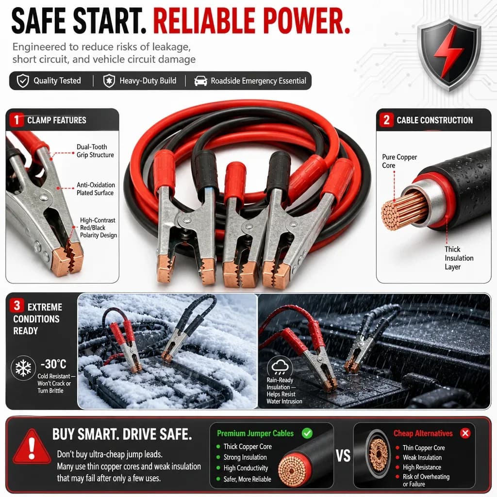 Hot Sale Heavy Duty 2000amp 3m Car Battery Jump Leads Booster Cables Jumper Cable For Car Van Truck Auto Booster Cable