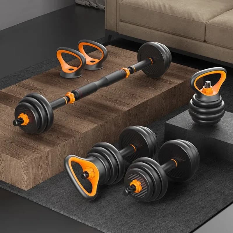 6-in-1 Multifunction Home Gym Set Custom Logo Cast Iron And Rubber Dumbbell Barbell Rack Adjustable 10kg To 40kg Dumbbell Set