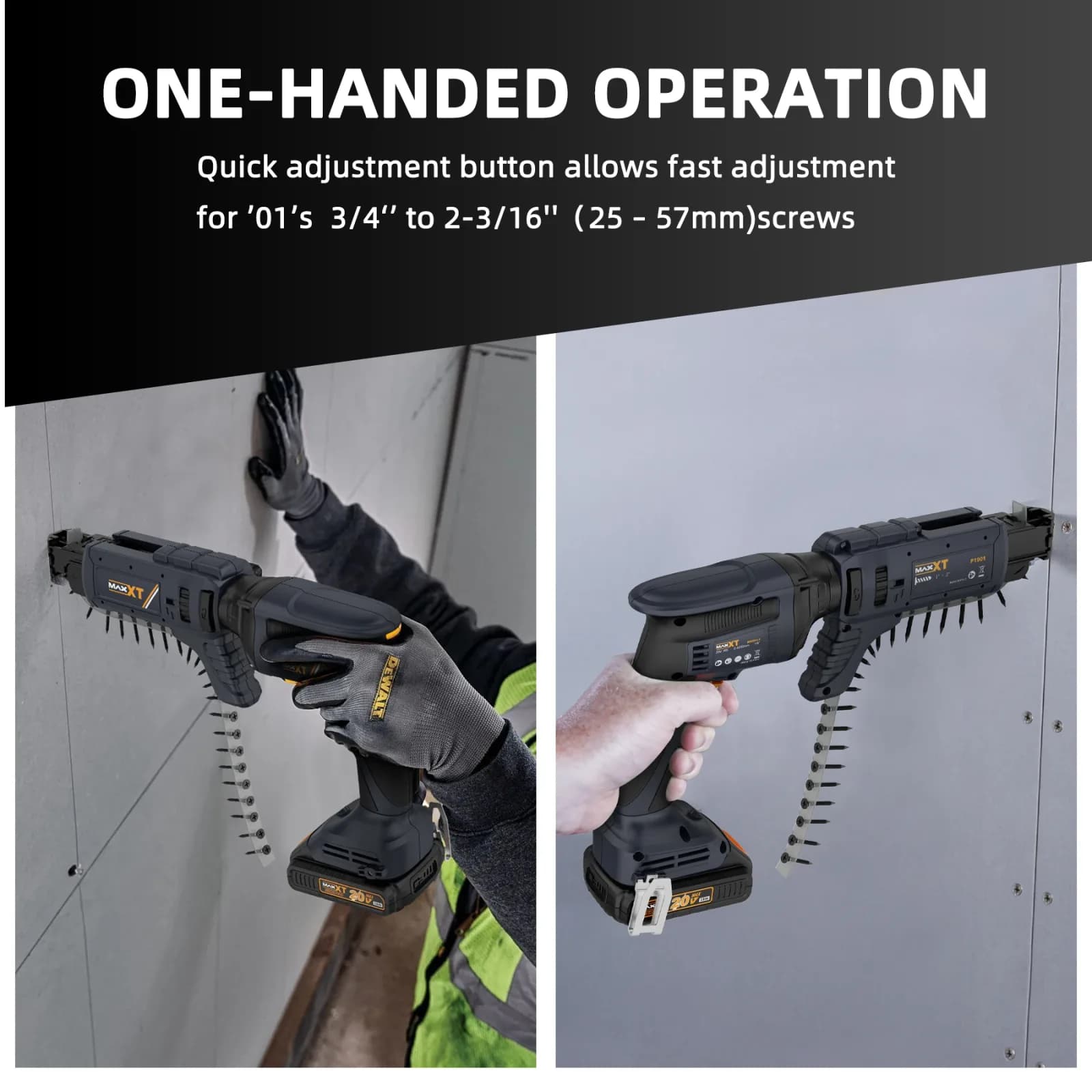 Maxxt 20v Drywall Screw Gun Brushless Screwdriver Cordless Self Feeding Autofeed With Collated Attachment Kit