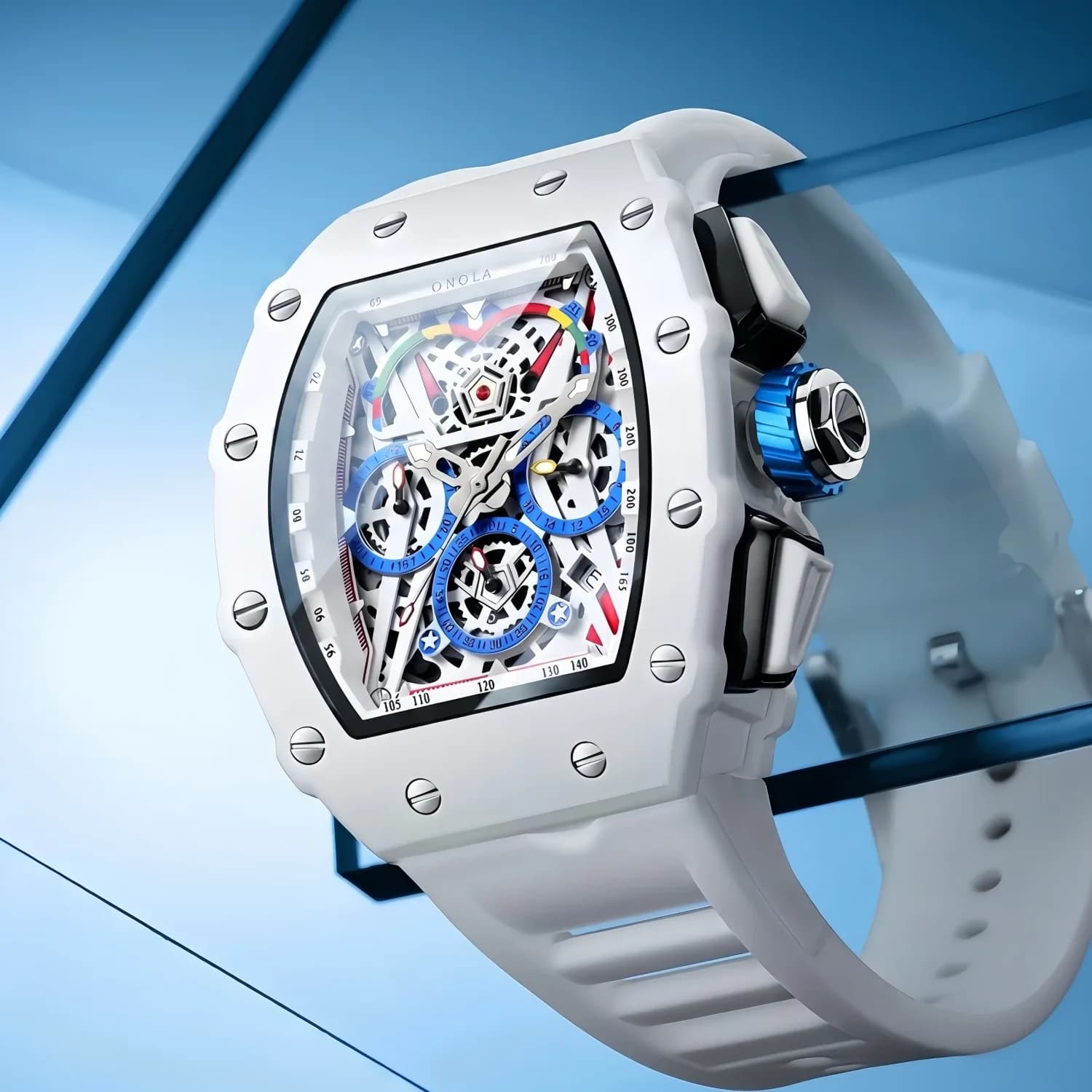 Fashion Wine Bucket Men's Chronograph Watch Unique Multi Functional Quartz Waterproof Silicone Tape Wholesale Watches 6827w