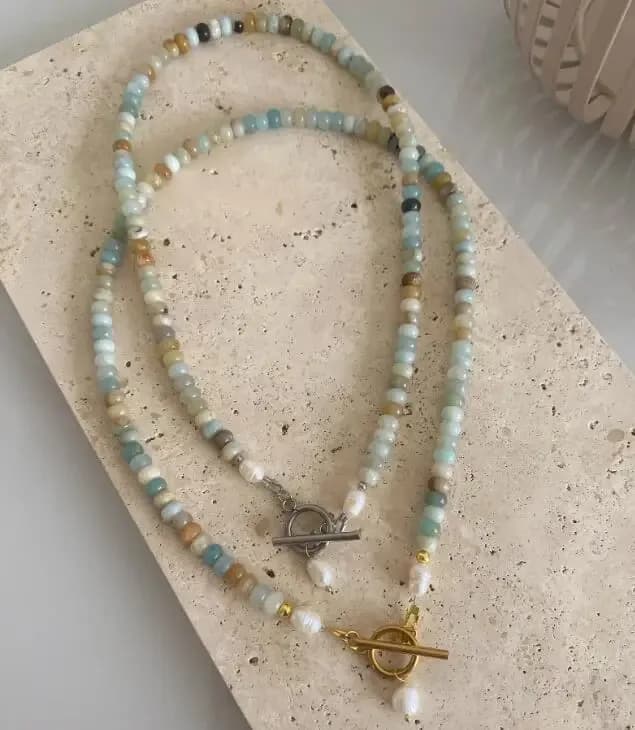 New Freshwater Pearl Pendant Necklace Natural Stone Necklace Stainless Steel Beads Necklace Ot Buckle Waterproof Jewelry
