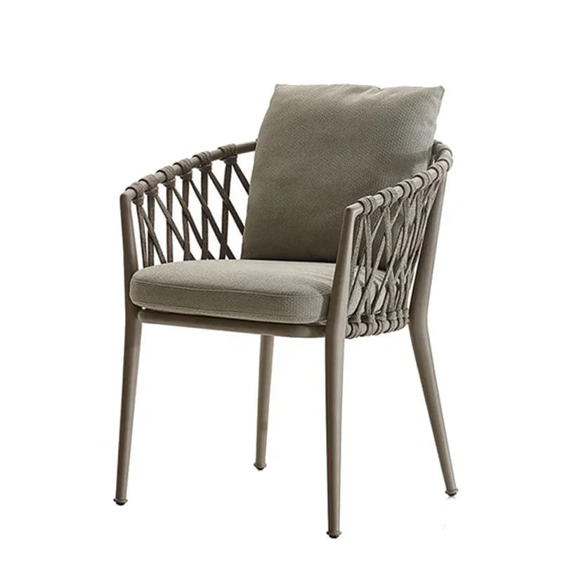 Modern Large Stackable Aluminum Frame Dining Table Chair Set Cushioned Furniture For Outdoor Garden Patio Balcony For Hotels
