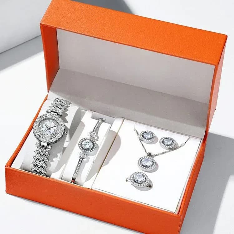 Full Diamond Roman Numeral Steel Band Women's Watch Starry Sky Elegant Business Quartz Jewelry Set China