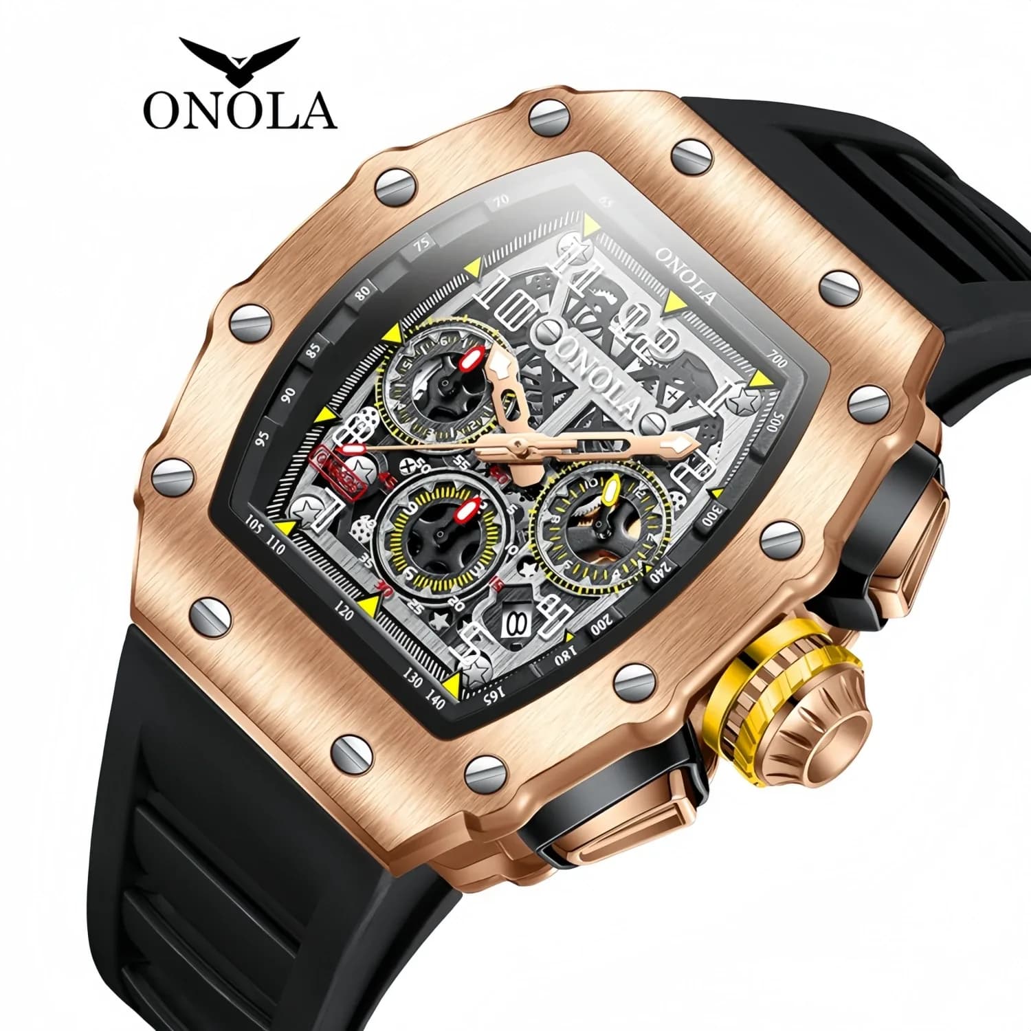 Fashion Luxury Classic Wine Barrel Design Men's Watch Brand Onola Multifunctional Quartz Tape Waterproof Watch On6826