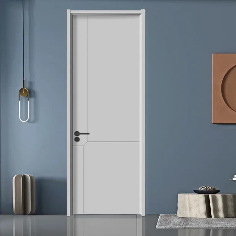 Modern Lacquered Designer Internal Door Minimalist Solid Wood Composite Room Door With Arched Lines For Luxury Villa &amp; Apartment