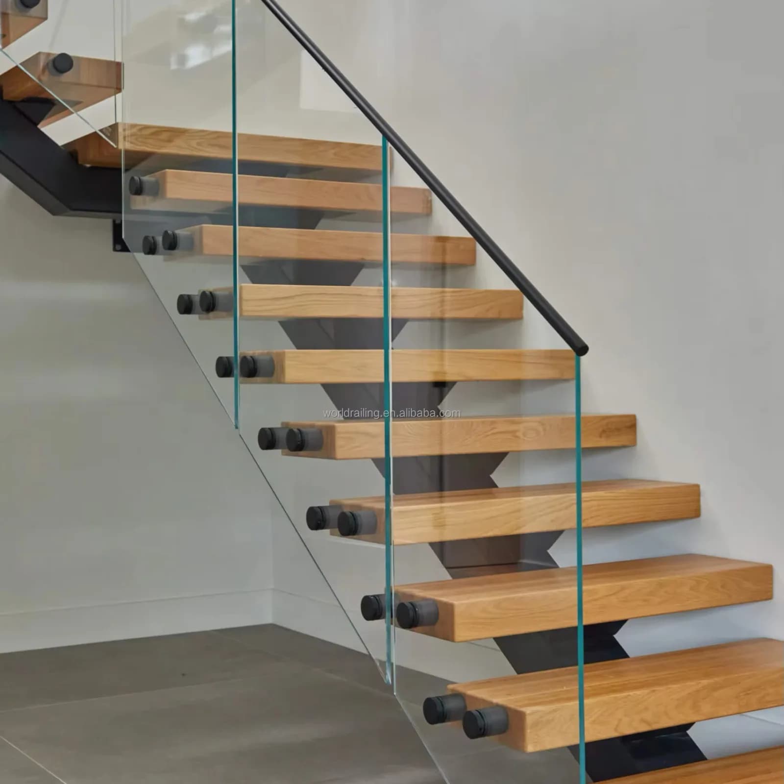 Yl Metal Top-quality Interior Wooden Tread Modern Floating Staircase Stair Design