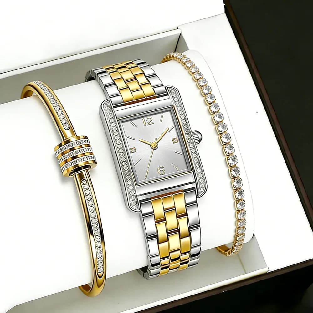 Custom Design Rhinestone Bracelet Watches Set For Women Luxury Relojes De Lujo Private Label Lady Watches With Your Logo