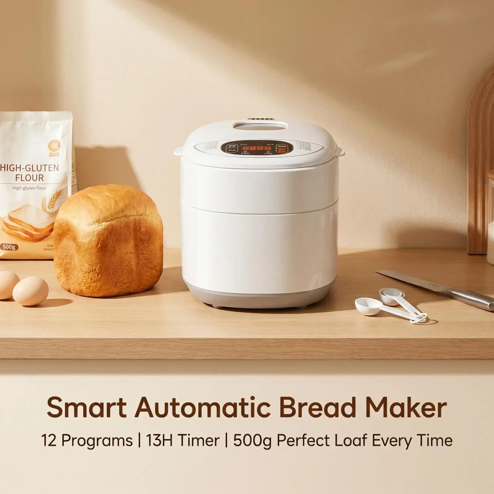 12 Programs 500g Smart Household Bread Maker Automatic Electric With 13h Timer Keep Warm Function And 1 Year Warranty