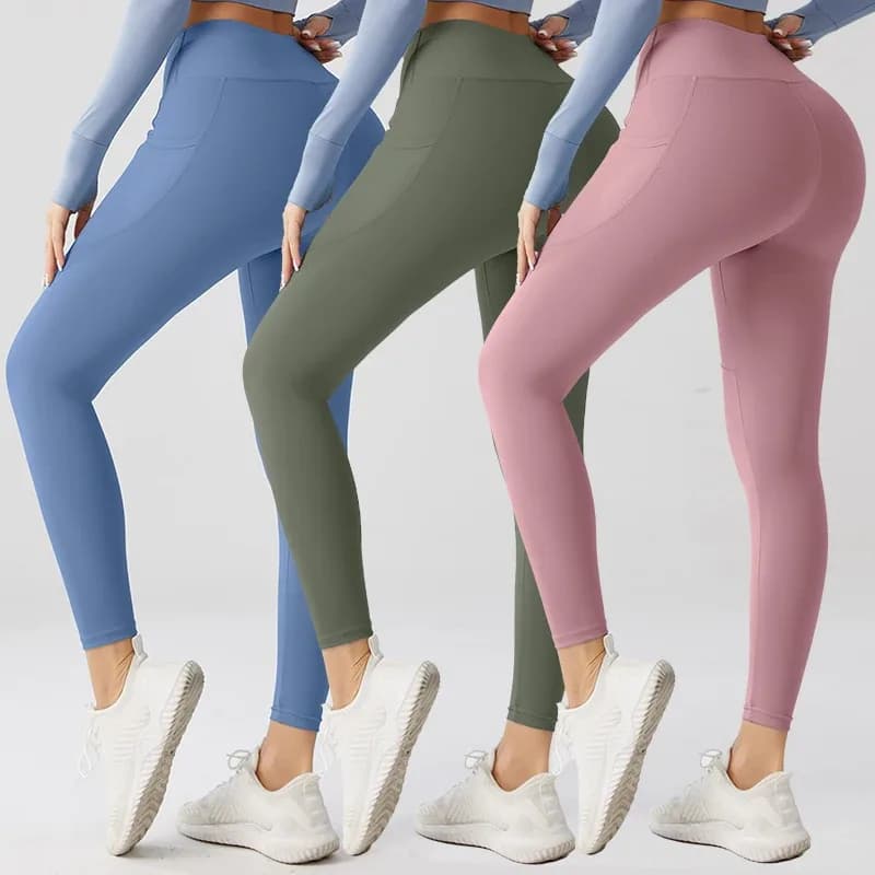 Women's Yoga Leggings 28 Inches High-waist Tummy Control Quick Dry Features Custom Logo Workout Pants Pockets
