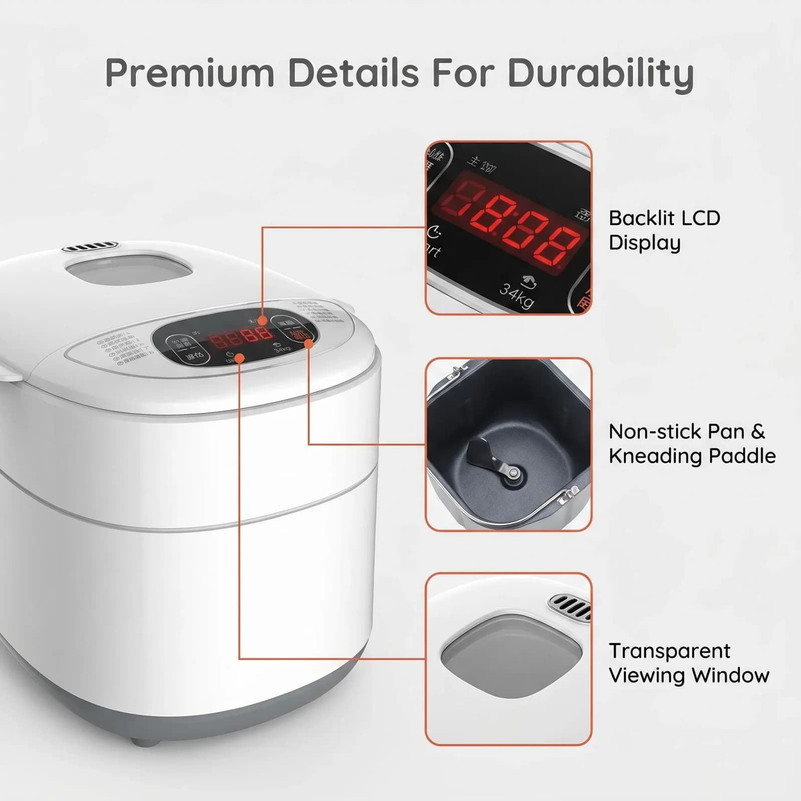 12 Programs 500g Smart Household Bread Maker Automatic Electric With 13h Timer Keep Warm Function And 1 Year Warranty