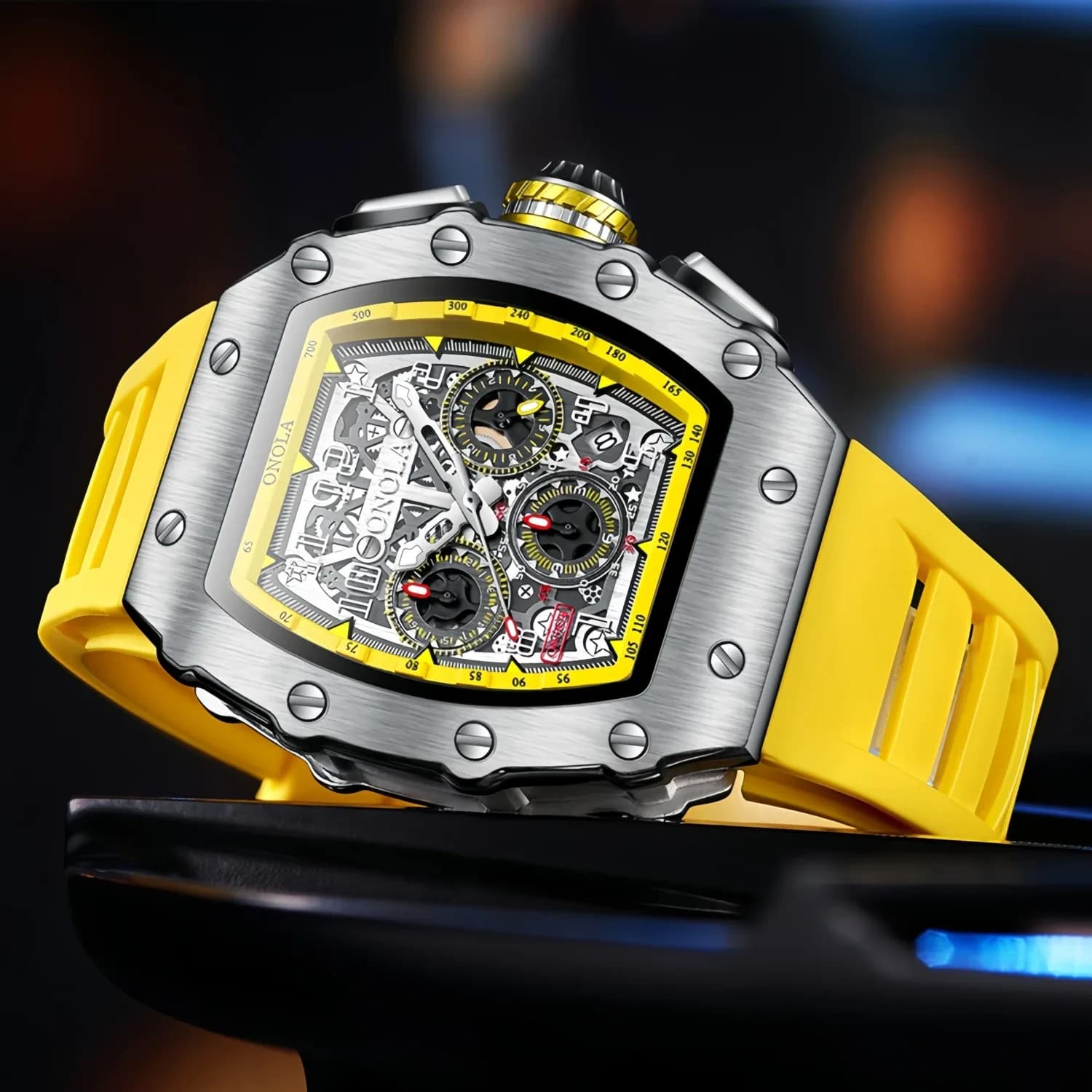 Fashion Luxury Classic Wine Barrel Design Men's Watch Brand Onola Multifunctional Quartz Tape Waterproof Watch On6826
