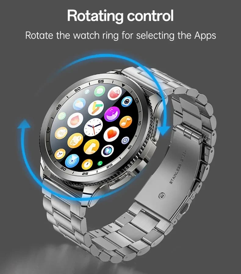 Yesido 1.43' Amoled Screen 3atm Phone Calling Rotating Control Magnetic Charging Zinc Alloy Smart Watch Io34