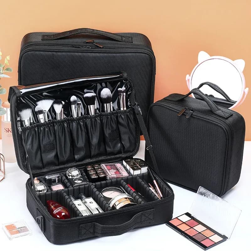 Three Layer Cosmetic Case Large Waterproof Oxford Cloth Manicure Makeup Tools Box Square Travel Makeup Case