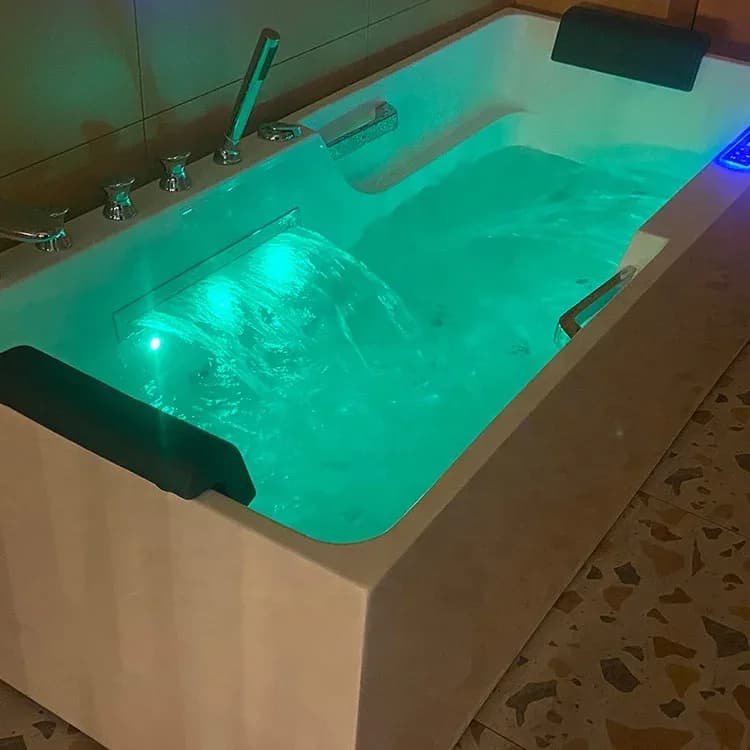 Whirlpool Massage Acrylic Bathtub Modern Freestanding Outdoor Spa Tub Rectangular Design With Drain For Two-hotel Suitable