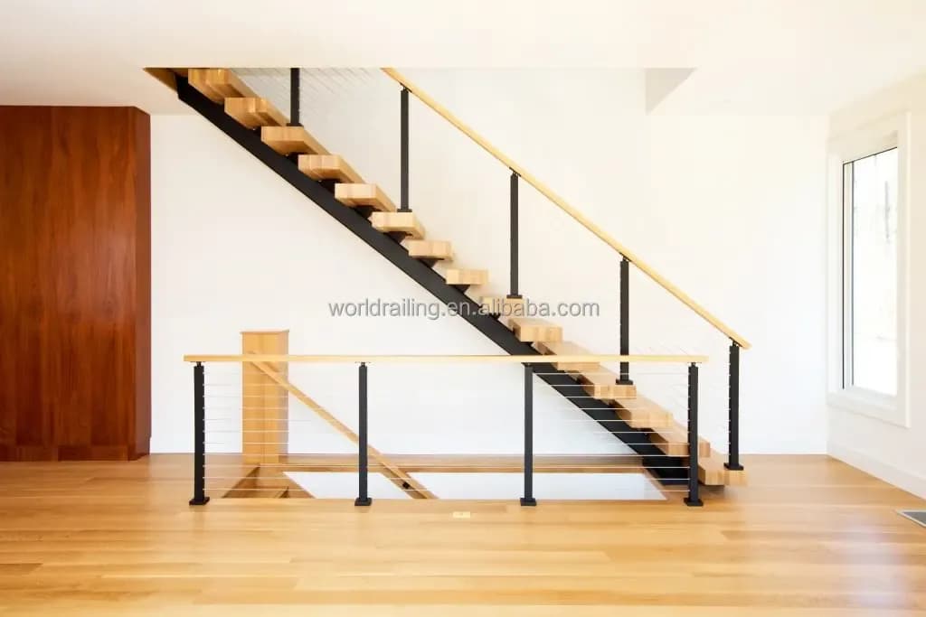 Yl Metal Top-quality Interior Wooden Tread Modern Floating Staircase Stair Design