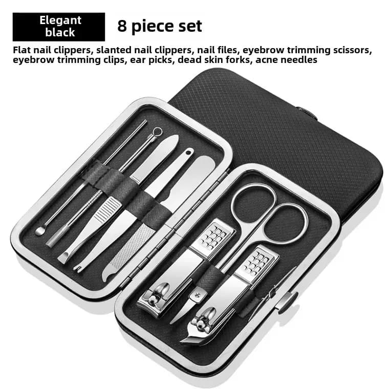 19pcs Multi-functional Stainless Steel Nail Clipper Set Eco-friendly Portable Manicure Pedicure Tool Plastic Nail Cutter Box