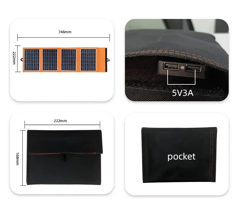 Foldable Solar Panel Waterproof 20w Portable Outdoor Power Solar Charger For Mobile Phone Laptop Power Bank