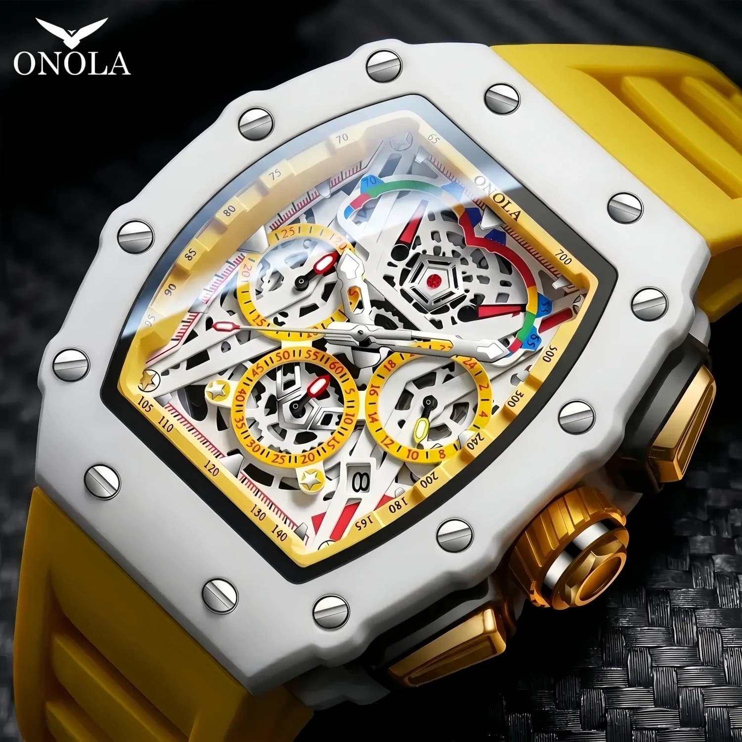 Fashion Wine Bucket Men's Chronograph Watch Unique Multi Functional Quartz Waterproof Silicone Tape Wholesale Watches 6827w