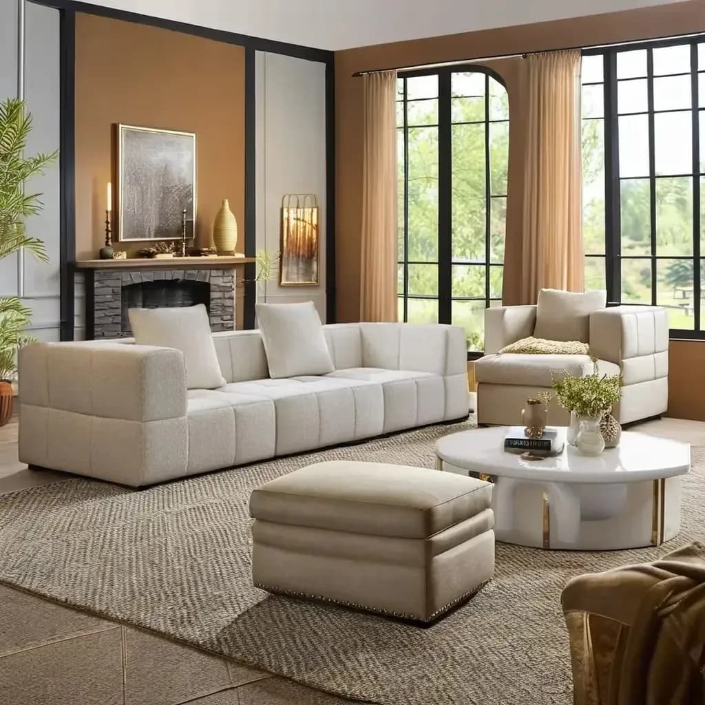 Italian Minimalist Modular Compression Sofa Set Sponge No Frame Foldable Design Vacuum Rolled Packaging For Apartment Hotel Use