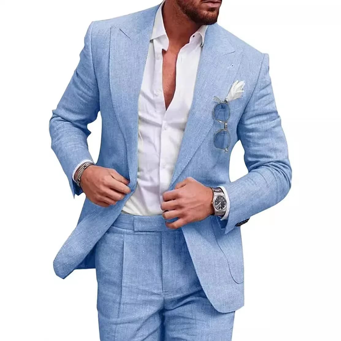 2025 Cross-border Foreign Trade New Two-piece Button Digital Printing Suit Two-piece Custom Suit Men's Suit