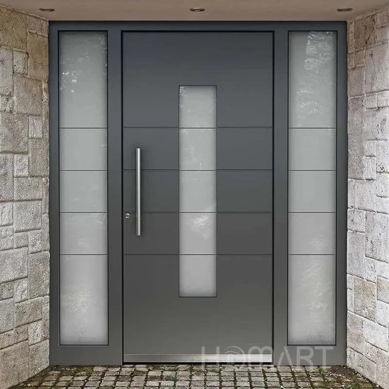 Durable Exterior Aluminum Thermal Insulation Security Entrance Doors With Soundproofing