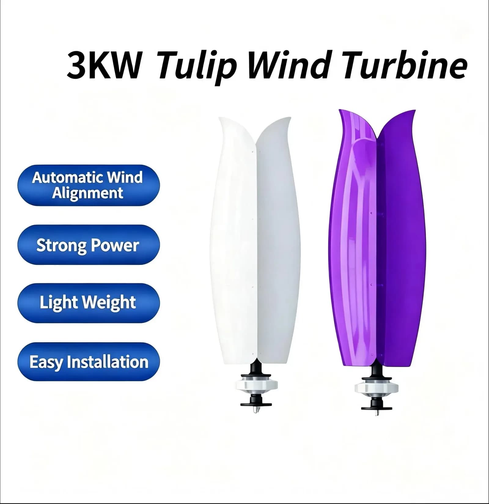 Renewable Energy 3kw Tulip-type Vertical Axis Wind Turbine 24v,Low Noise Wind Power Generator For Street Light And Home