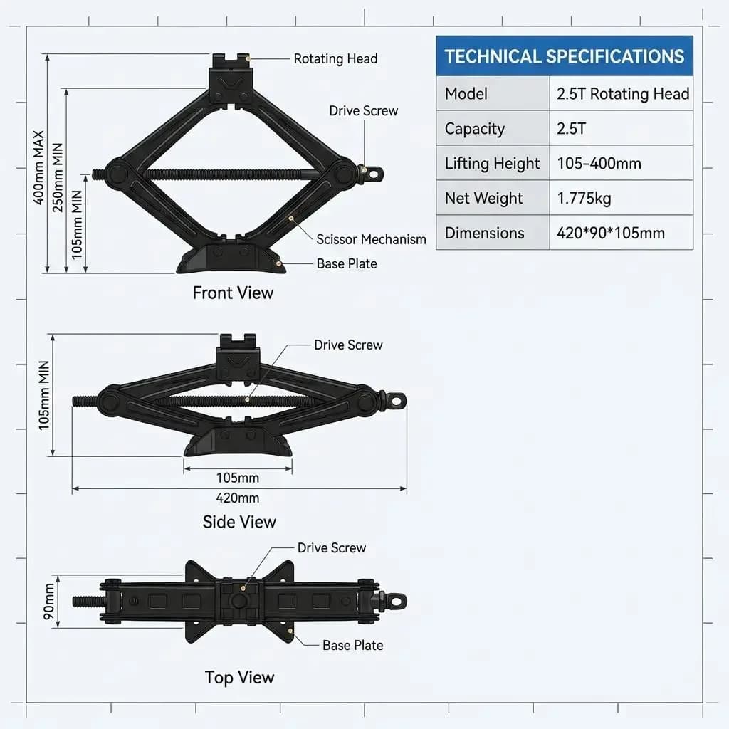 Top Support Shear Jack With Dual-purpose Scissor Jack Ratchet Wrench Portable Manual Scissor Jack For Cars Emergency Tool Set