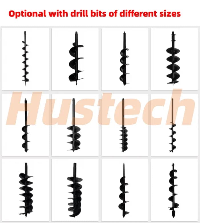 Hustech Industrial Grade 63cc Hydraulic Earth Auger Drilling Diy Metal Hole Digger 4/2-stroke Engine 12v Battery Motor Drive
